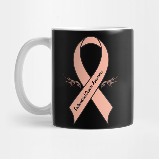 Endometrial Cancer Ribbon of Hope with Wings by PenguinCornerStore